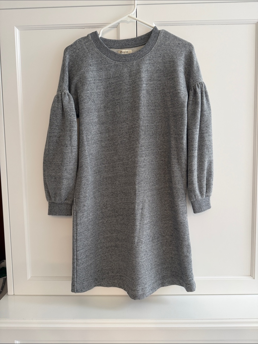 Madewell Women’s Heather Gray Puff-Sleeve Knit Dress